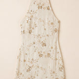 Bérénice | Robe Mini à Col Halter et Franges Superposées