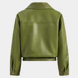 Liorine | Veste en simili cuir verte moderne