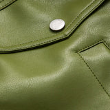 Liorine | Veste en simili cuir verte moderne