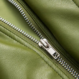 Liorine | Veste en simili cuir verte moderne
