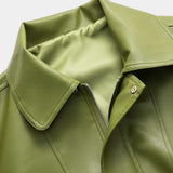 Liorine | Veste en simili cuir verte moderne