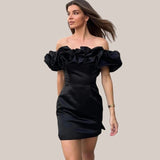 Flavie | Robe cocktail off-shoulder élégante avec volants