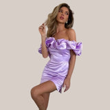 Flavie | Robe cocktail off-shoulder élégante avec volants