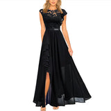 Célyra | Robe Maxi A-Ligne à Volants et Dentelle Élégante