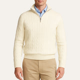Arnaud | Pull homme à torsades avec col zippé et coupe ajustée