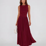 Élise | Robe Maxi Sans Manches à Taille Plissée