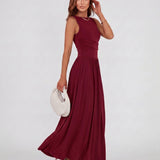 Élise | Robe Maxi Sans Manches à Taille Plissée