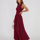 Élise | Robe Maxi Sans Manches à Taille Plissée