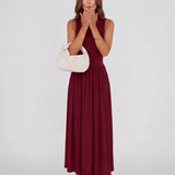 Élise | Robe Maxi Sans Manches à Taille Plissée
