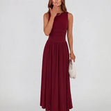 Élise | Robe Maxi Sans Manches à Taille Plissée