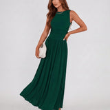 Élise | Robe Maxi Sans Manches à Taille Plissée