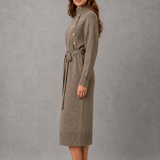 Chantal | Robe pull d’hiver à col roulé avec ceinture à nouer