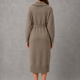 Chantal | Robe pull d’hiver à col roulé avec ceinture à nouer