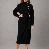 Chantal | Robe pull d’hiver à col roulé avec ceinture à nouer