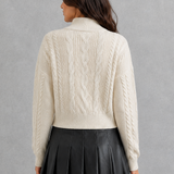 Suzanne | Cardigan femme en maille câble à nouer et manches longues