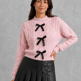 Suzanne | Cardigan femme en maille câble à nouer et manches longues