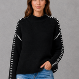 Matilda | Pull oversize en tricot à coutures contrastées pour femme