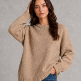 Beatrice | Pull oversize femme en maille à col rond et épaules tombantes
