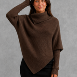 Imogen | Pull Oversized en Tricot à Col Montant et Ourlet Asymétrique