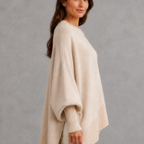 Corinne | Pull côtelé à col montant et manches longues