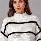Georgina | Pull tricot rayé à col montant pour femme