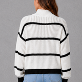 Georgina | Pull tricot rayé à col montant pour femme