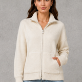 Catherine | Cardigan tricoté à zip avec col montant