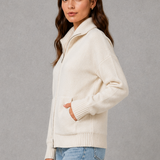Catherine | Cardigan tricoté à zip avec col montant