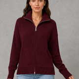 Catherine | Cardigan tricoté à zip avec col montant