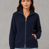 Catherine | Cardigan tricoté à zip avec col montant