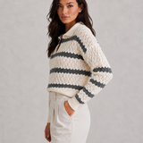 Alix | Pull femme en tricot rayé à col élégant et coupe décontractée