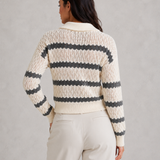Alix | Pull femme en tricot rayé à col élégant et coupe décontractée