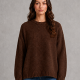 Beatrice | Pull oversize femme en maille à col rond et épaules tombantes