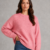 Beatrice | Pull oversize femme en maille à col rond et épaules tombantes