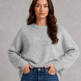Beatrice | Pull oversize femme en maille à col rond et épaules tombantes