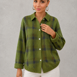 Estelle | Cardigan à carreaux en tricot avec col boutonné