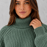 Isaline | Pull femme en maille texturée à col roulé