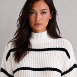 Eleanor | Pull à col roulé rayé avec manches lanternes