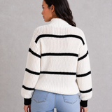 Eleanor | Pull à col roulé rayé avec manches lanternes