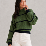 Eleanor | Pull à col roulé rayé avec manches lanternes