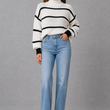 Georgina | Pull tricot rayé à col montant pour femme