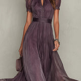 Mireille | Robe maxi femme légère à manches courtes