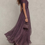 Mireille | Robe maxi femme légère à manches courtes
