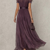 Mireille | Robe maxi femme légère à manches courtes