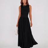 Élise | Robe Maxi Sans Manches à Taille Plissée