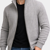 Armand | Cardigan Homme en Maille Zippé à Rayures Texturées