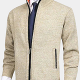 Bastien | Cardigan Long Homme en Maille à Col Montant