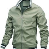 Théodore | Veste Décontractée Unie à Col Montant pour Mi-Saison