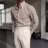 Rémi | Chemise rayée pour homme à manches longues et col boutonné
