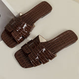 Clémentine | Slides blanches élégantes avec effet crocodile